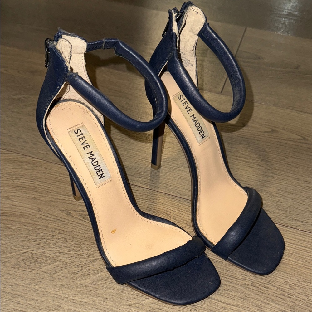 Steve Madden Fancier Dark Blue Ankle Strap Heels